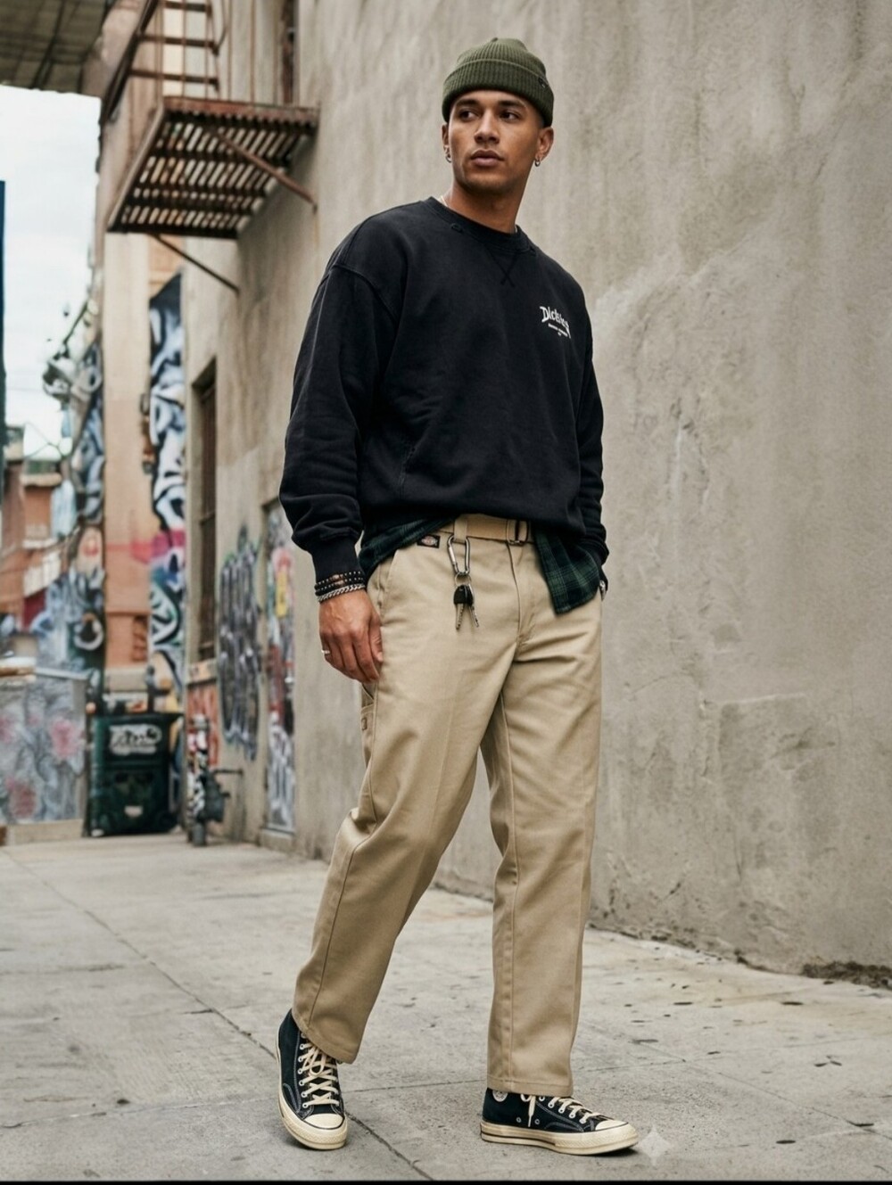 Dickies Men's Multi-Use Pocket Work Pants Light Khaki Waist Logo Size 42X34